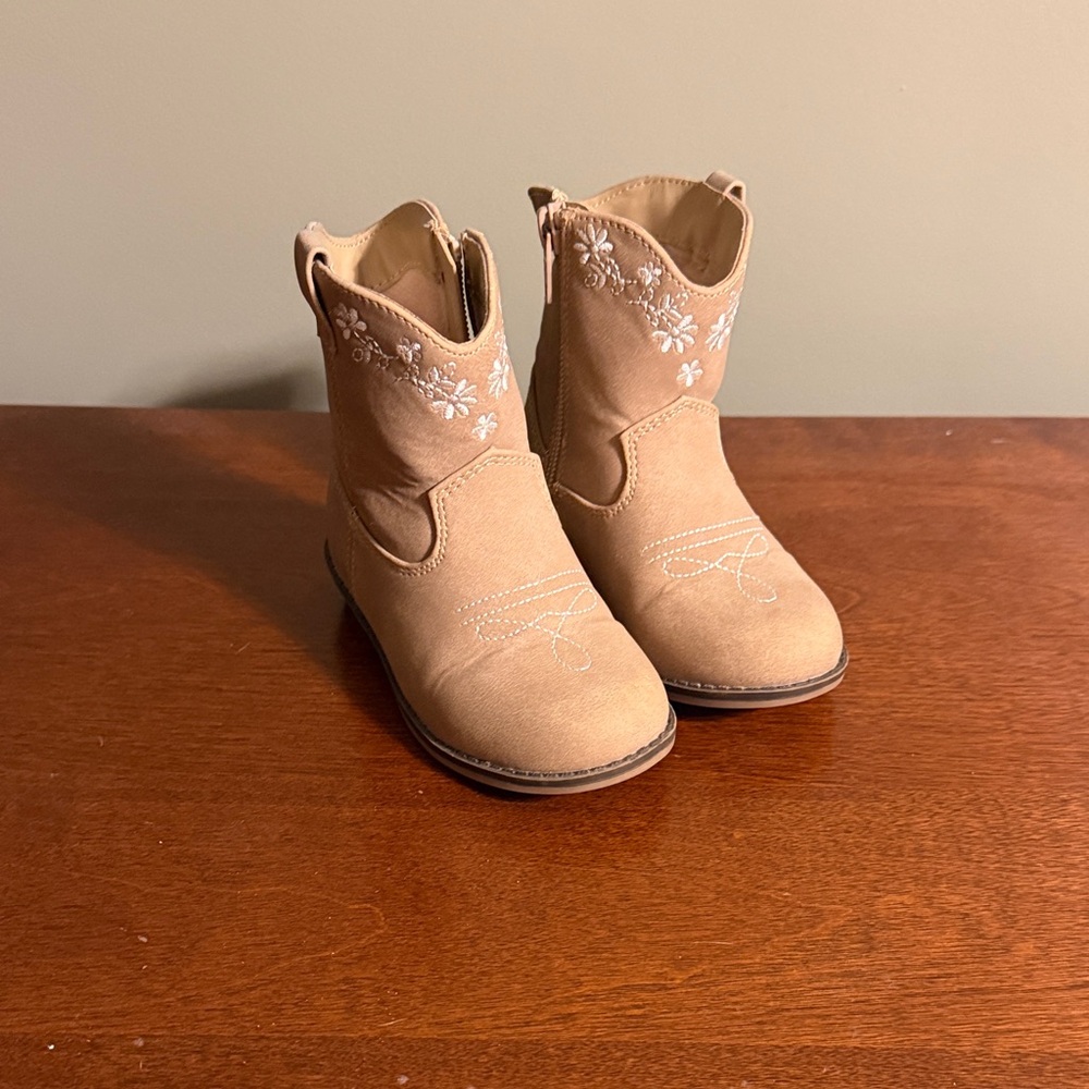 Gymboree Tan Kids Floral Embroidered Western Boots